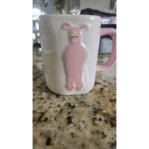Rae Dunn A Christmas Story Ralphie Pink Bunny 21oz Mug Double Sided Ceramic NWT!